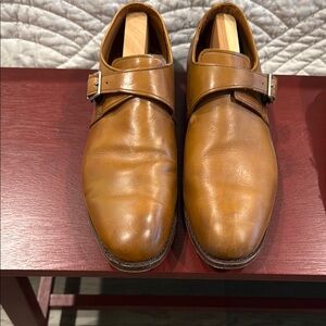 Men's Tan Leather Monk Strap Shoes